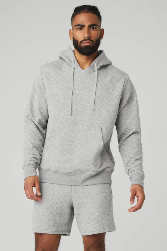 Quilted Stadium Hoodie - Athletic Heather Grey sold by Alo Yoga