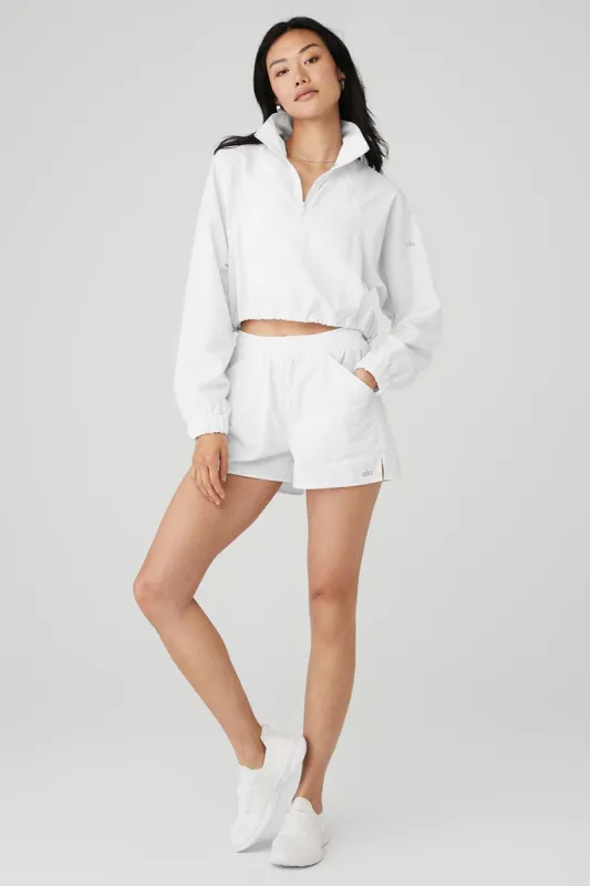 Cropped 1/4 Zip Alumni Pullover & Alumni Short Set - White sold by Alo Yoga