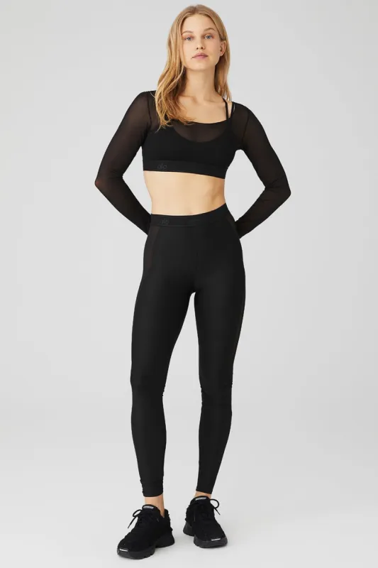 Airlift Long Sleeve Ballet Dream Bra & Airlift High-Waist Ballet Dream Legging Set - Black sold by Alo Yoga