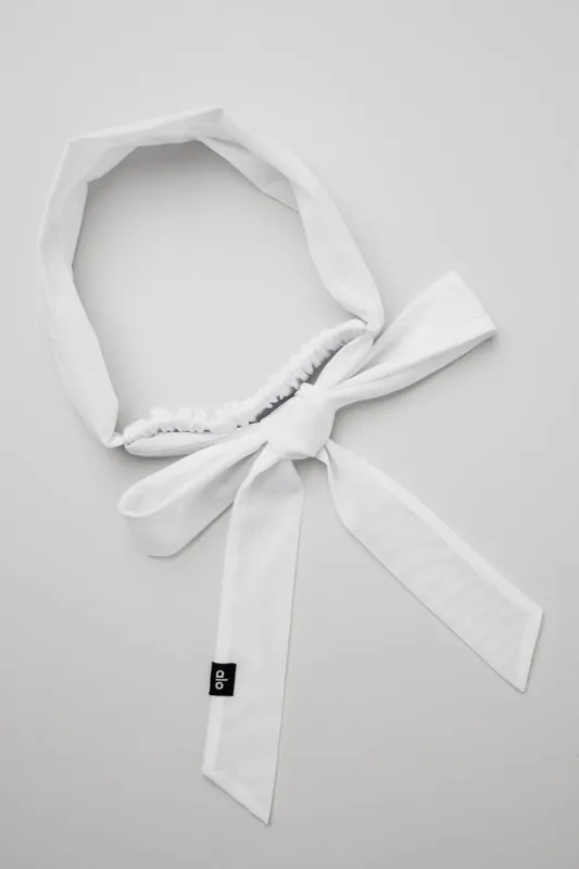Fresh Mesh Tie Headband - White sold by Alo Yoga