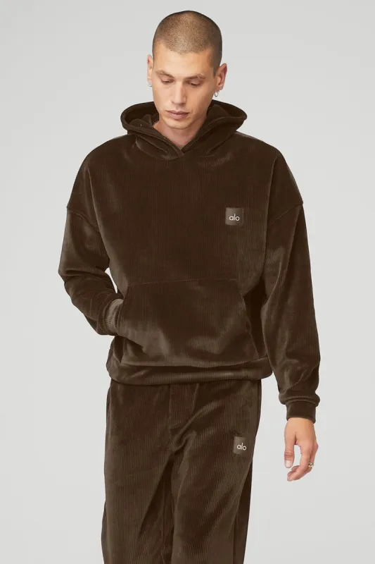 Velour Baller Hoodie - Espresso sold by Alo Yoga