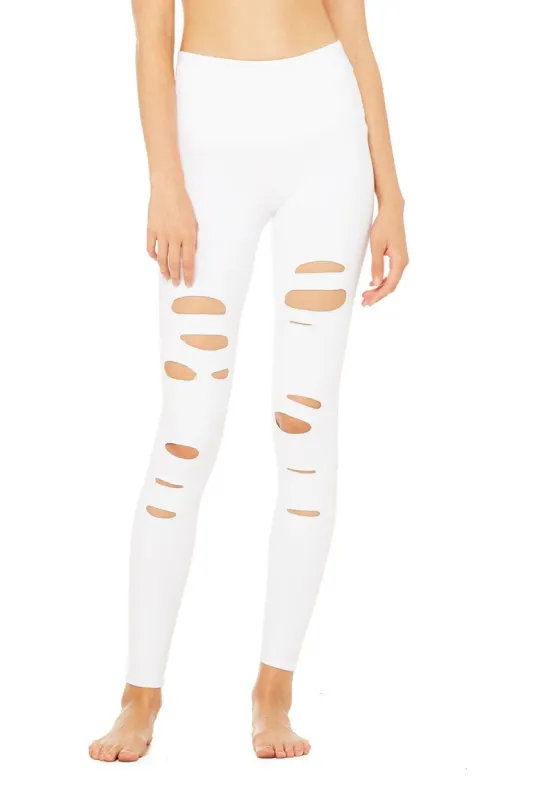 High-Waist Ripped Warrior Legging - White sold by Alo Yoga
