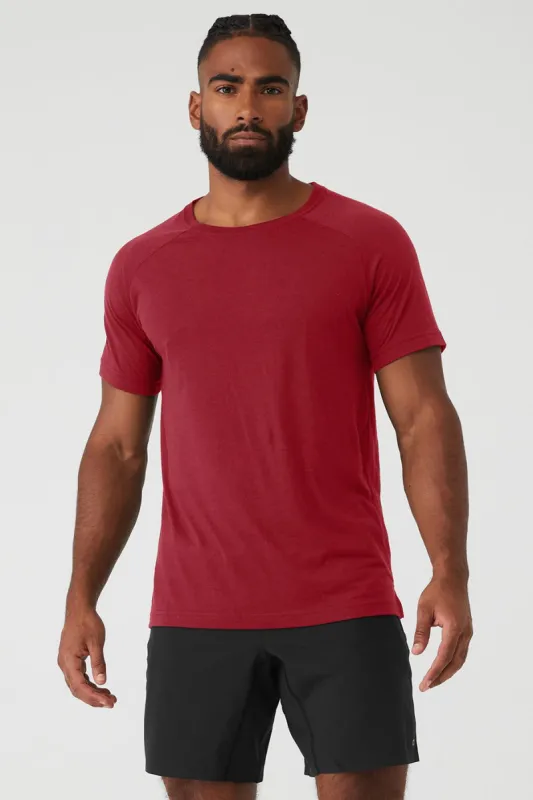 The Triumph Crew Neck Tee - Victory Red made by Alo Yoga