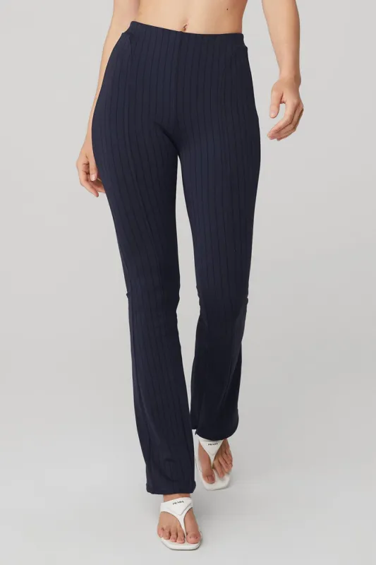 High-Waist Pinstripe Zip It Flare Legging - True Navy/Black sold by Alo Yoga