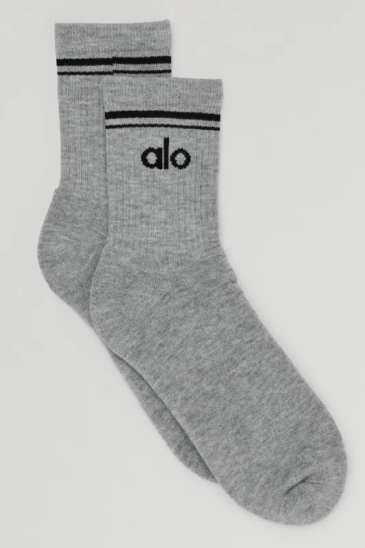 Unisex Half-Crew Throwback Sock - Athletic Heather Grey/Black sold by Alo Yoga