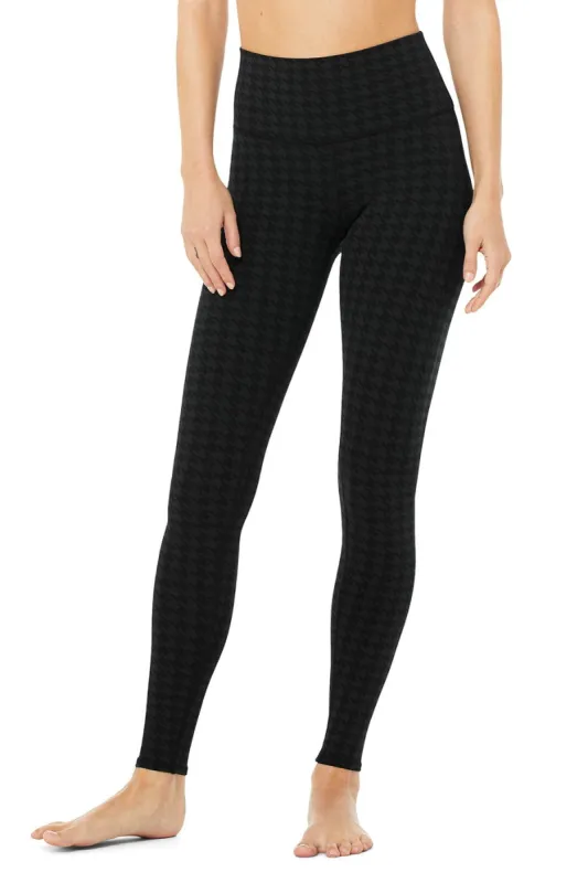 High-Waist Houndstooth Legging - Black sold by Alo Yoga