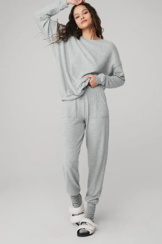 Soho Pullover & Soho Sweatpant Set - Athletic Heather Grey sold by Alo Yoga