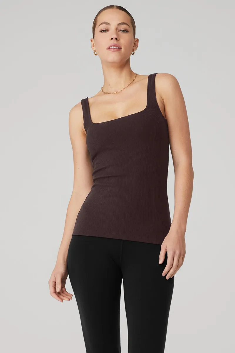 Alo Raisin Collection Ribbed Minimalist Tank - Raisin | Parallel