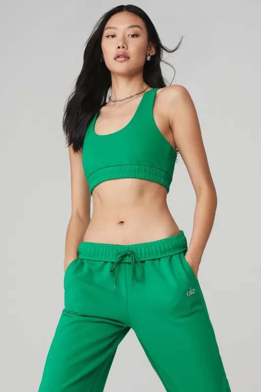 Scoop Neck Sweatshirt Bra - Green Emerald sold by Alo Yoga