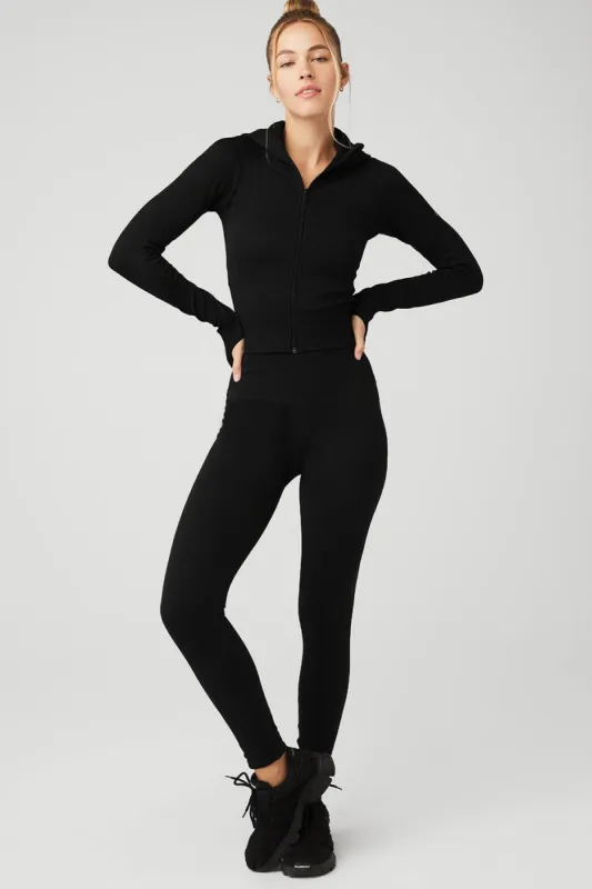 Seamless Cable Knit Jacket & Seamless Cable Knit High-Waist Legging Set sold by Alo Yoga