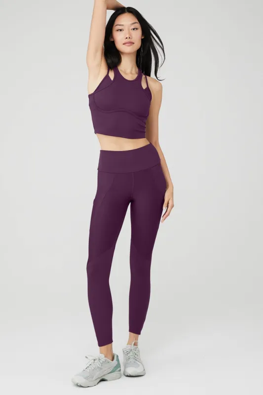 Ribbed Airlift Enchanted Bra Tank & Ribbed Airlift High-Waist 7/8 Enchanted Legging Set - Dark Plum sold by Alo Yoga