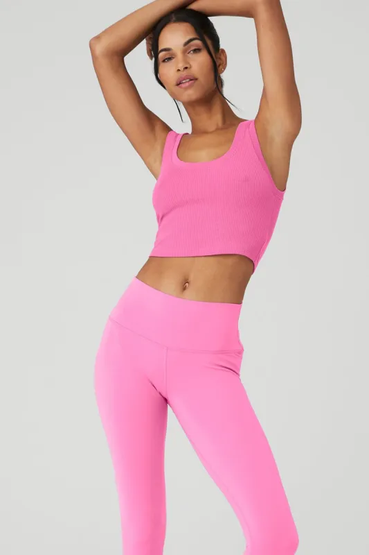 alo yoga アローヨガ タンクトップ　ピンク Alosoft Ribbed Revelation Tank - Ballet Pink | Alo Yoga