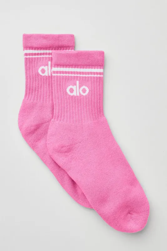 Unisex Half-Crew Throwback Sock - Paradise Pink/White sold by Alo Yoga