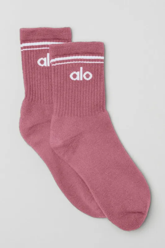 Unisex Half-Crew Throwback Sock - Mars Clay/White sold by Alo Yoga