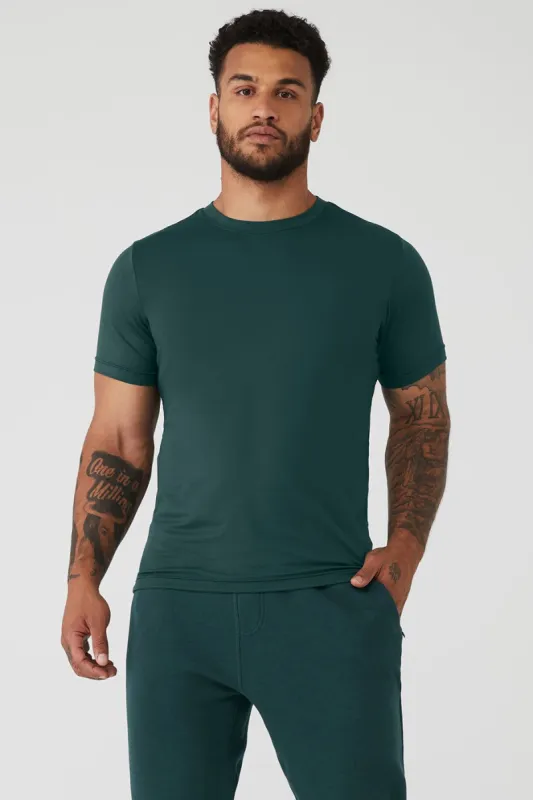 Conquer Reform Crewneck Short Sleeve - Midnight Green made by Alo Yoga