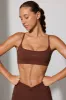 Twist Back Scoop Neck Sports Bra in Brown sold by Bo + Tee