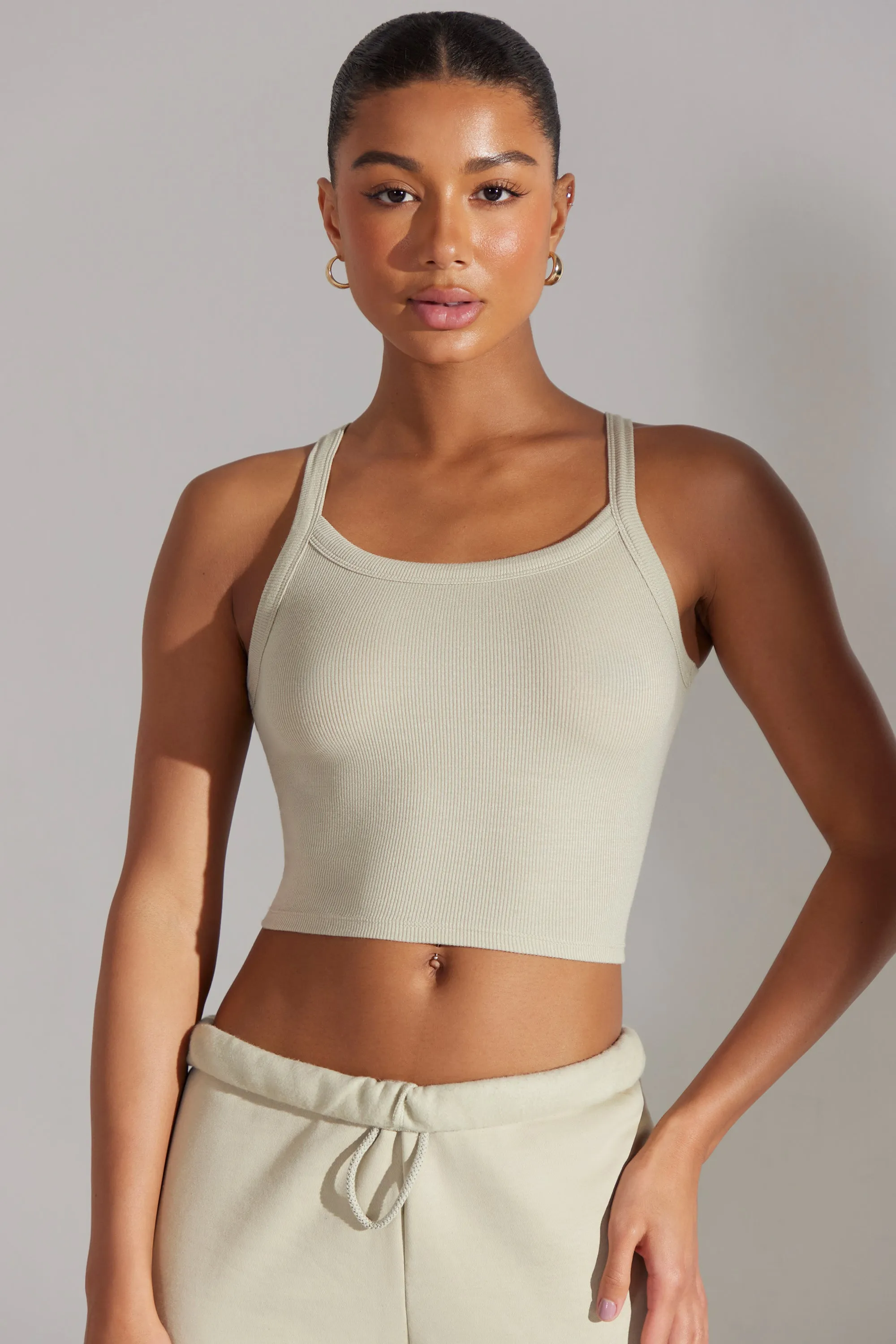 Soft Rib Tank Top in Limestone sold by Bo + Tee