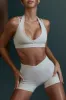 Courage - Plunge Neck Wrap Over Sports Bra in Grey sold by Bo + Tee