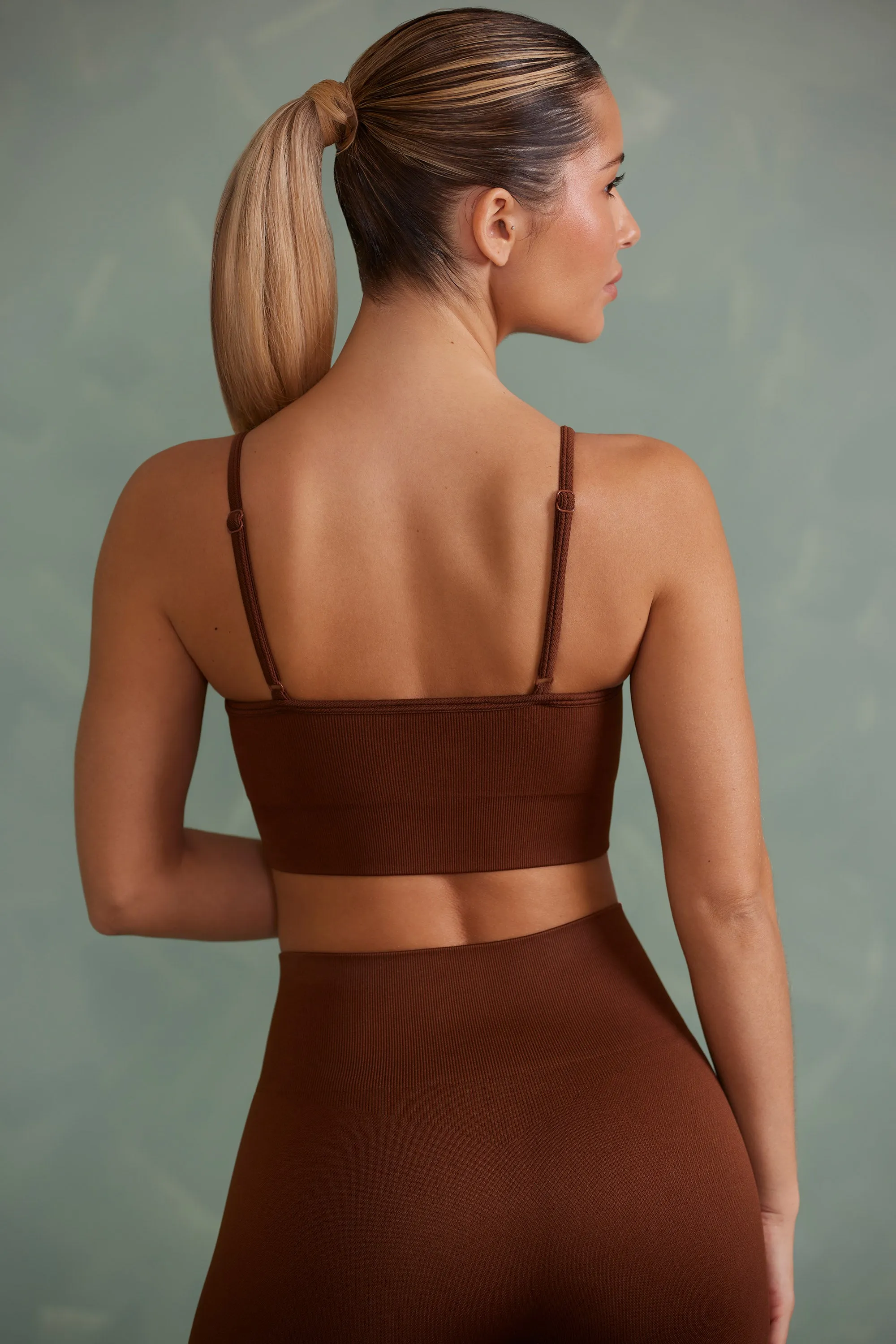Determination - Super Sculpt Scoop Neck Sports Bra in Copper Brown sold by Bo + Tee product image thumbnail 3
