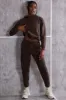 Effortless - Petite High Waist Cuffed Joggers in Brown sold by Bo + Tee