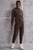Effortless - Petite High Waist Cuffed Joggers in Brown sold by Bo + Tee