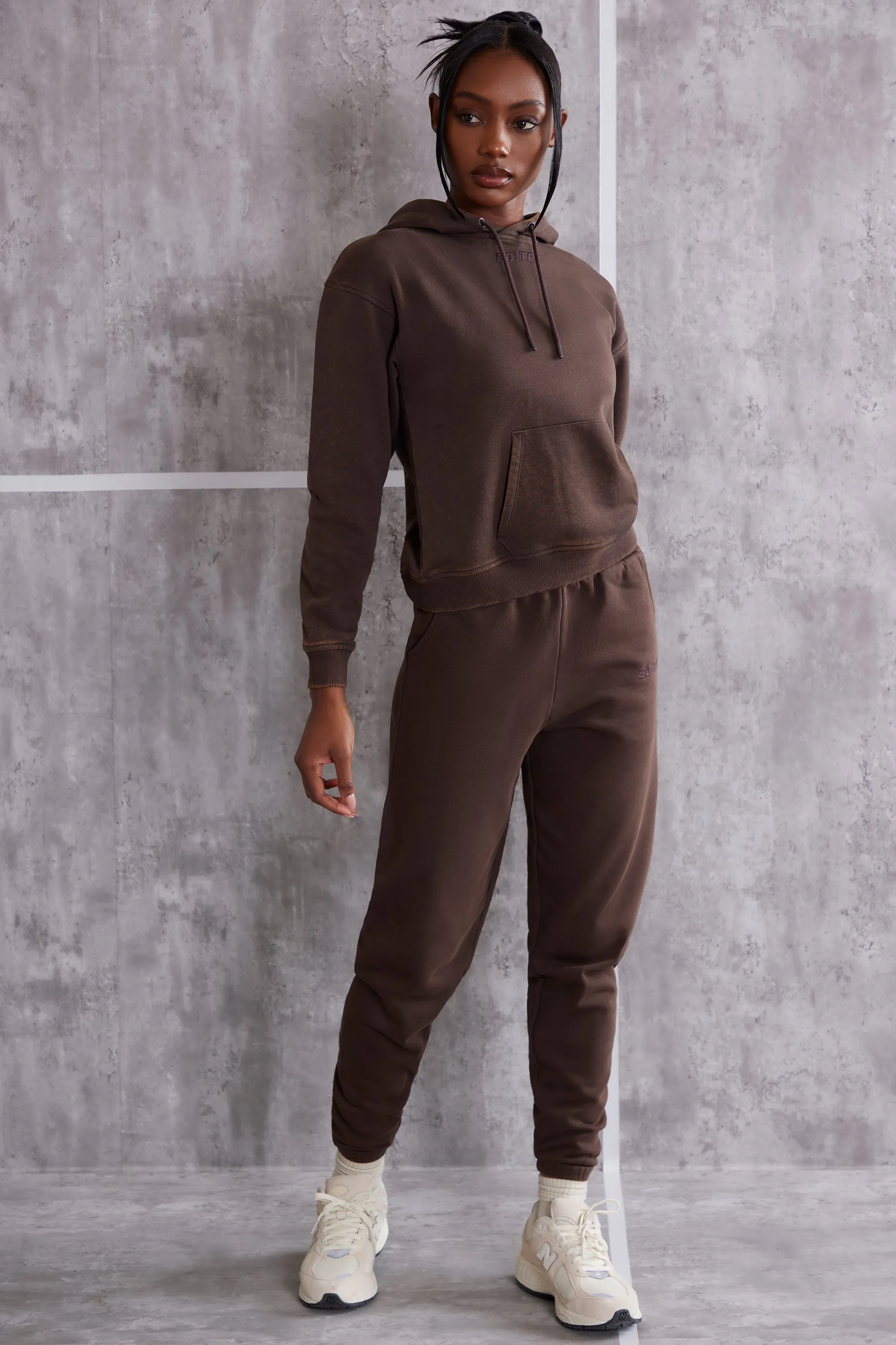 Effortless - Petite High Waist Cuffed Joggers in Brown sold by Bo + Tee product image thumbnail 4