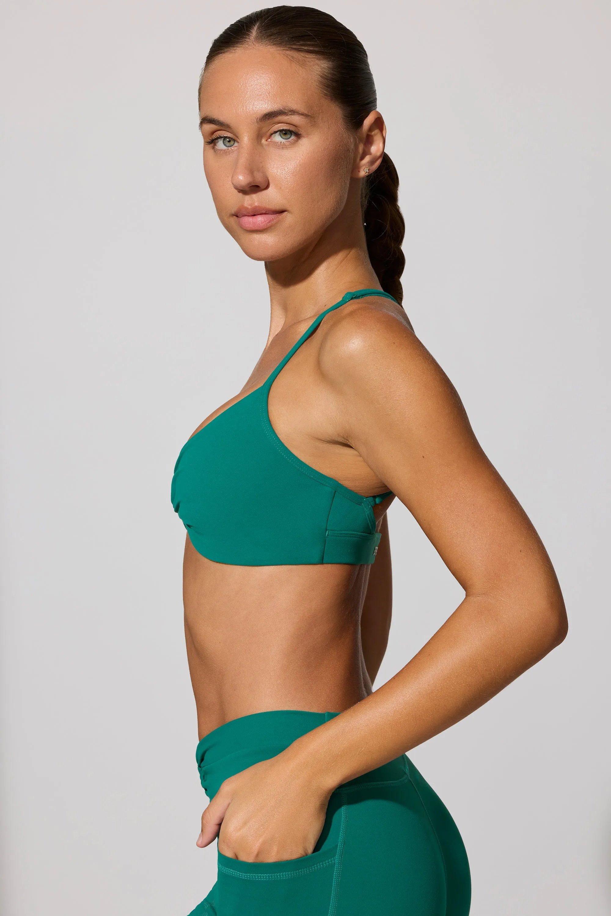 Multiway Twist Front Sports Bra in Teal sold by Bo + Tee product image thumbnail 2