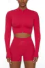 All The Way - Long Sleeve Zip Crop Top in Hot Pink sold by Bo + Tee