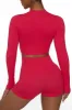 All The Way - Long Sleeve Zip Crop Top in Hot Pink sold by Bo + Tee