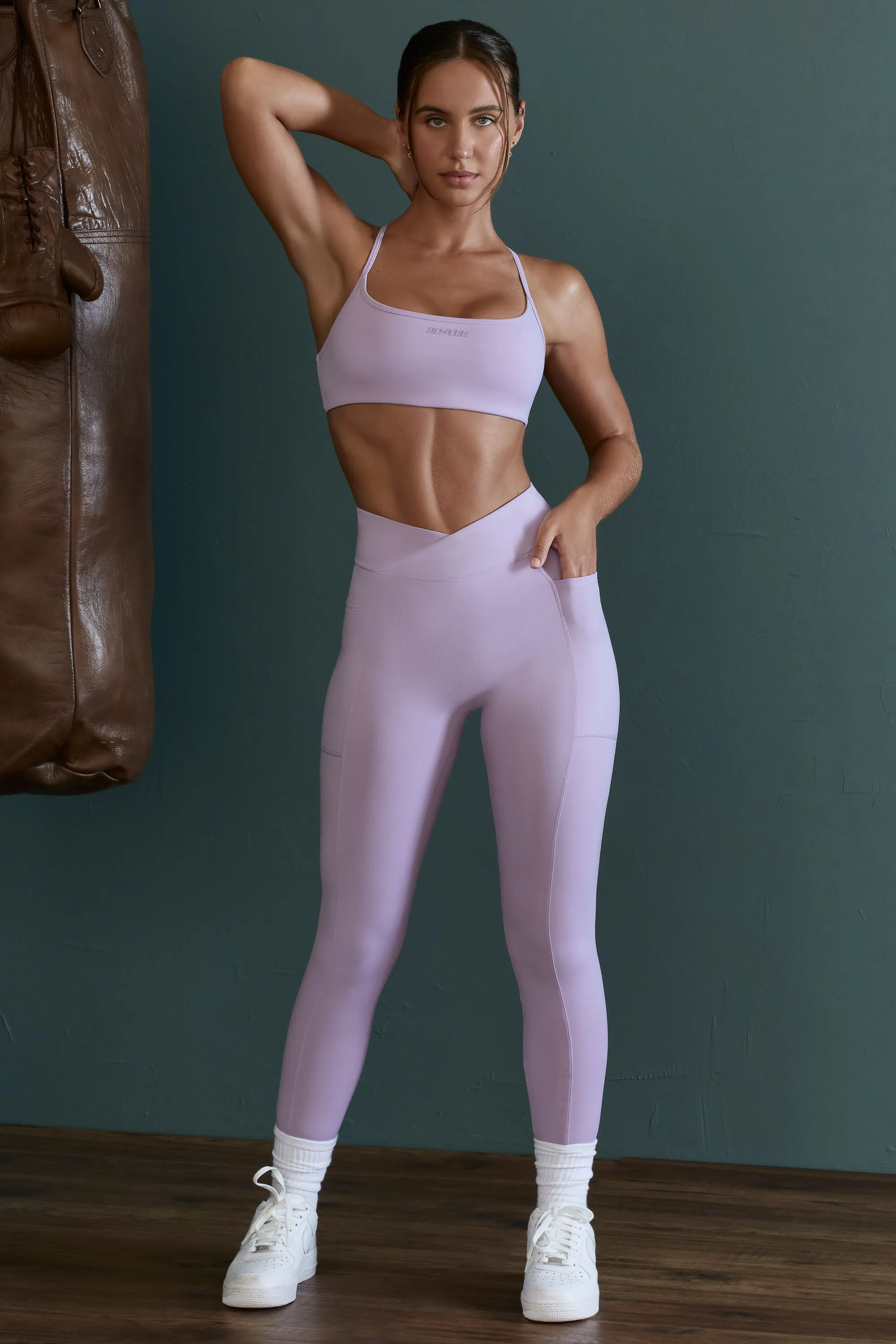 Dedication - High Waist Wrap Over Leggings in Lilac sold by Bo + Tee