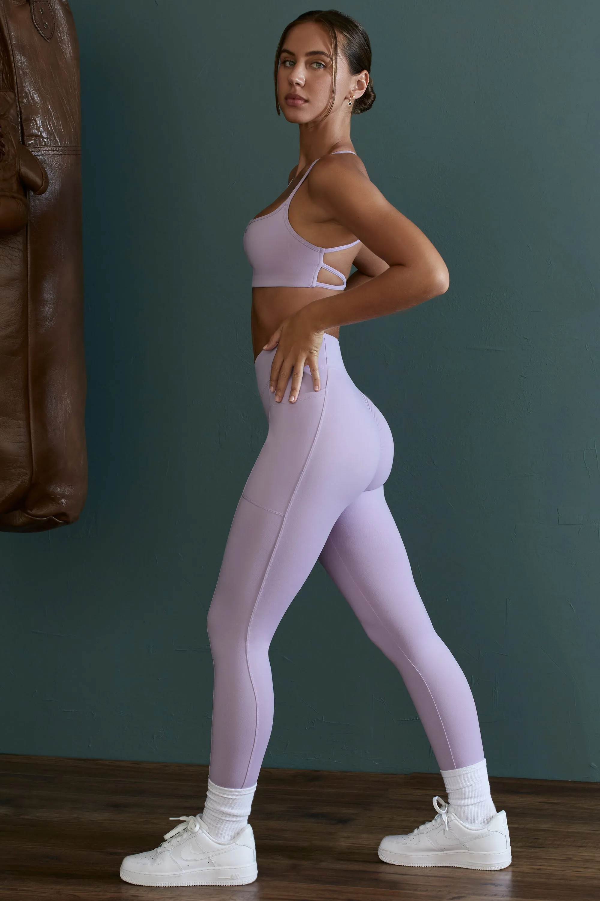 Dedication - High Waist Wrap Over Leggings in Lilac sold by Bo + Tee product image thumbnail 2