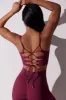 Open Back Square Neck Sports Bra in Plum sold by Bo + Tee