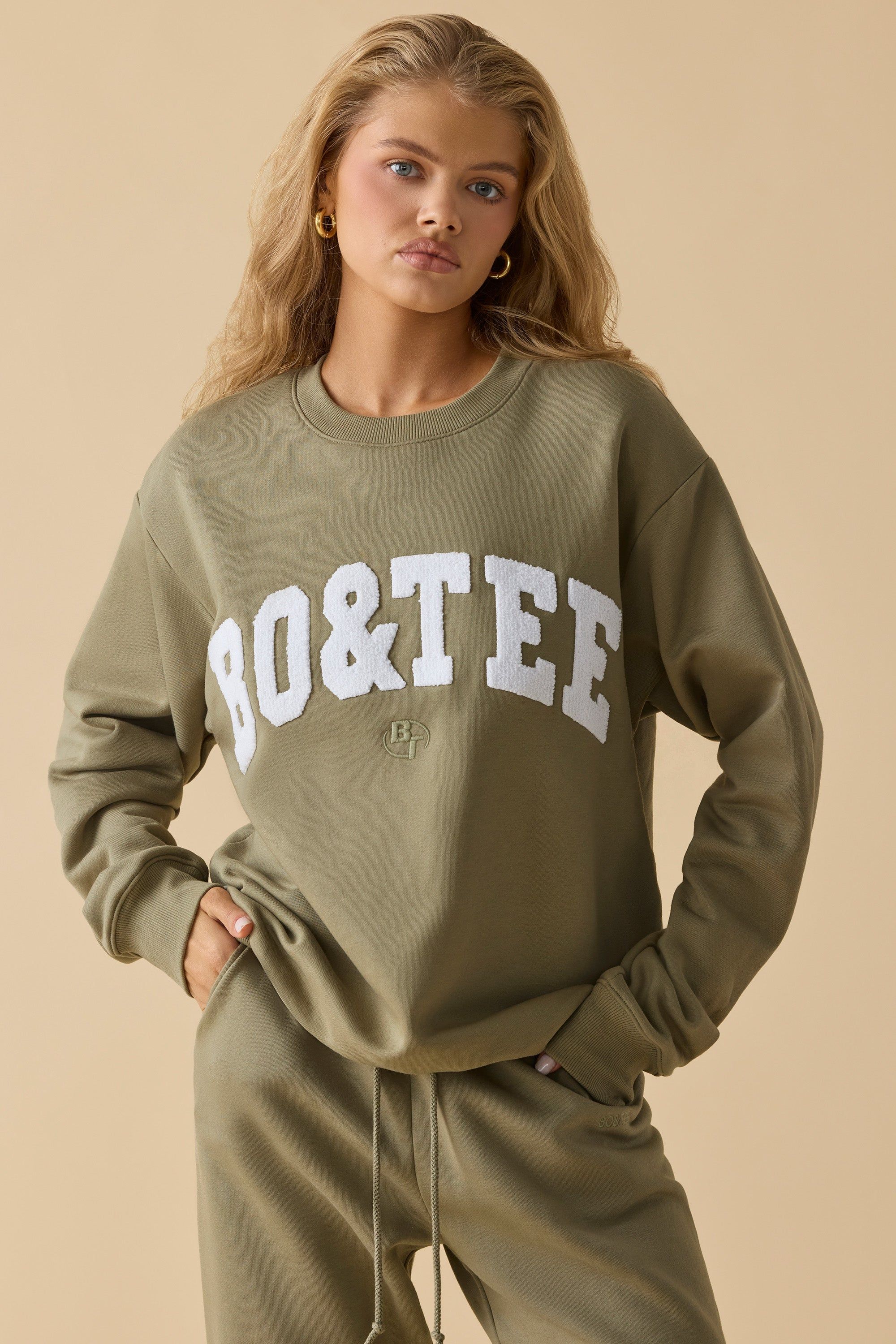 Self Care - Oversized Crew Neck Sweatshirt in Soft Olive sold by Bo + Tee product image thumbnail 8