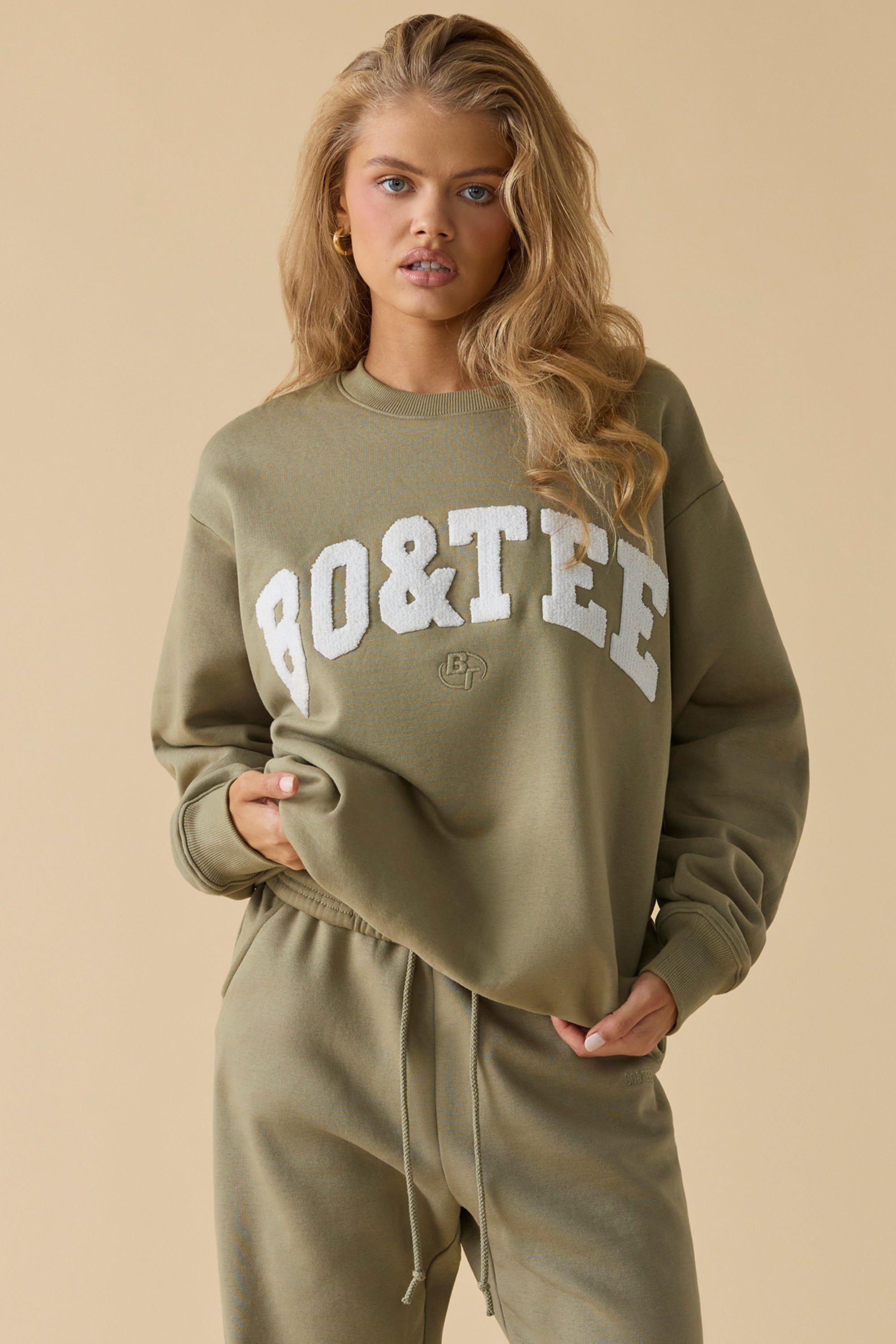 Self Care - Oversized Crew Neck Sweatshirt in Soft Olive sold by Bo + Tee product image thumbnail 14