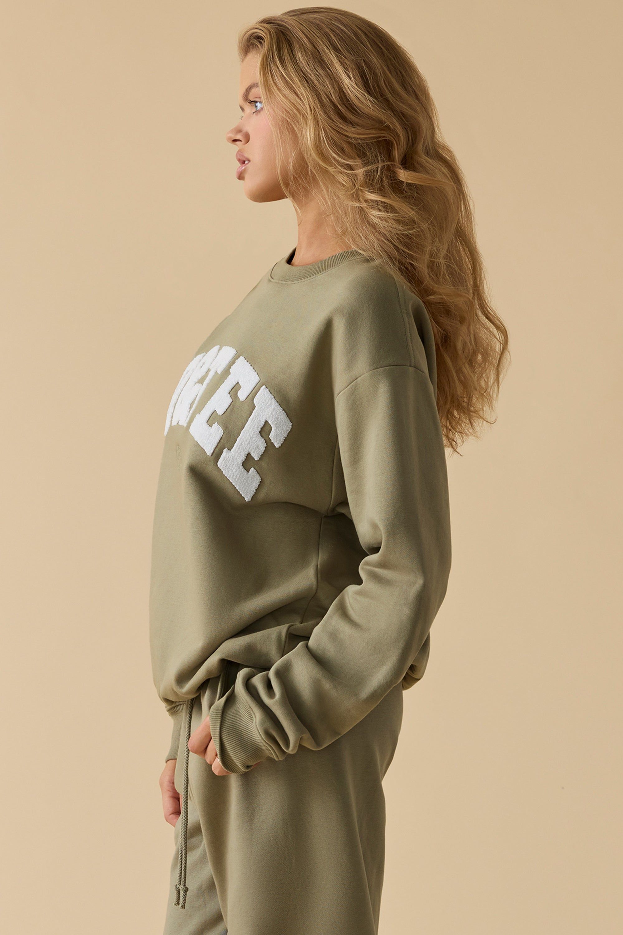 Self Care - Oversized Crew Neck Sweatshirt in Soft Olive sold by Bo + Tee product image thumbnail 12