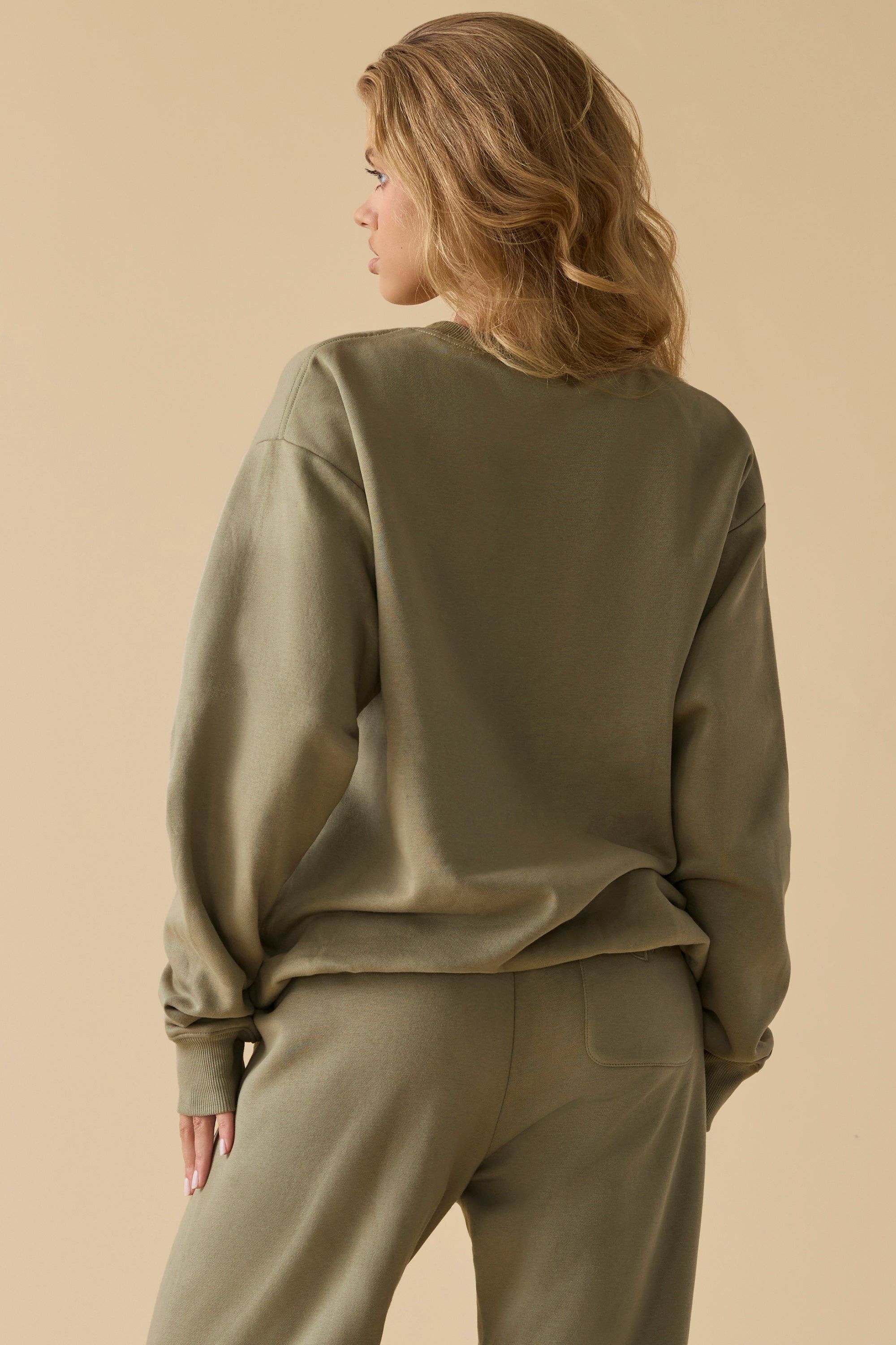 Self Care - Oversized Crew Neck Sweatshirt in Soft Olive sold by Bo + Tee product image thumbnail 9