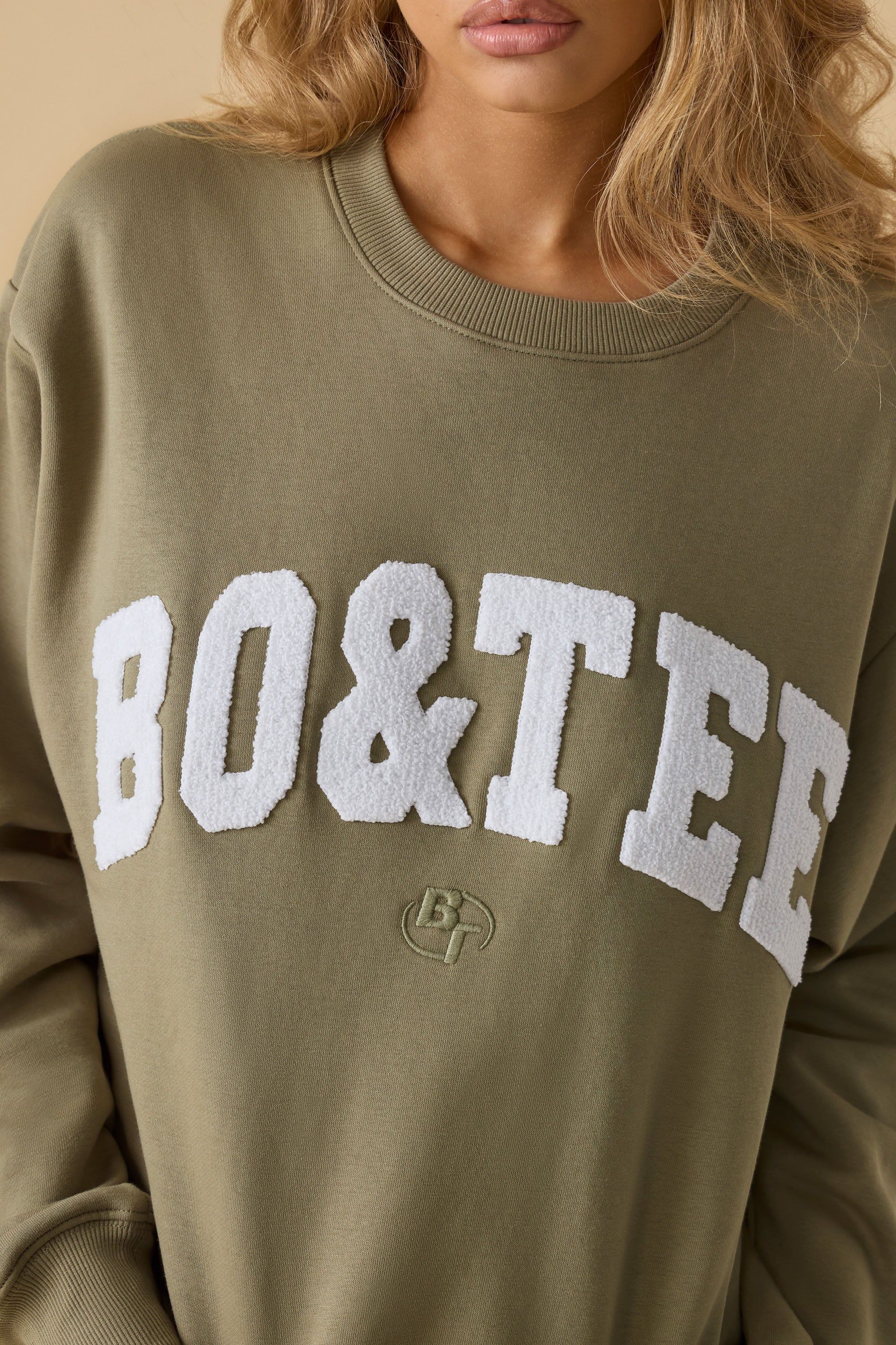 Self Care - Oversized Crew Neck Sweatshirt in Soft Olive sold by Bo + Tee product image thumbnail 4