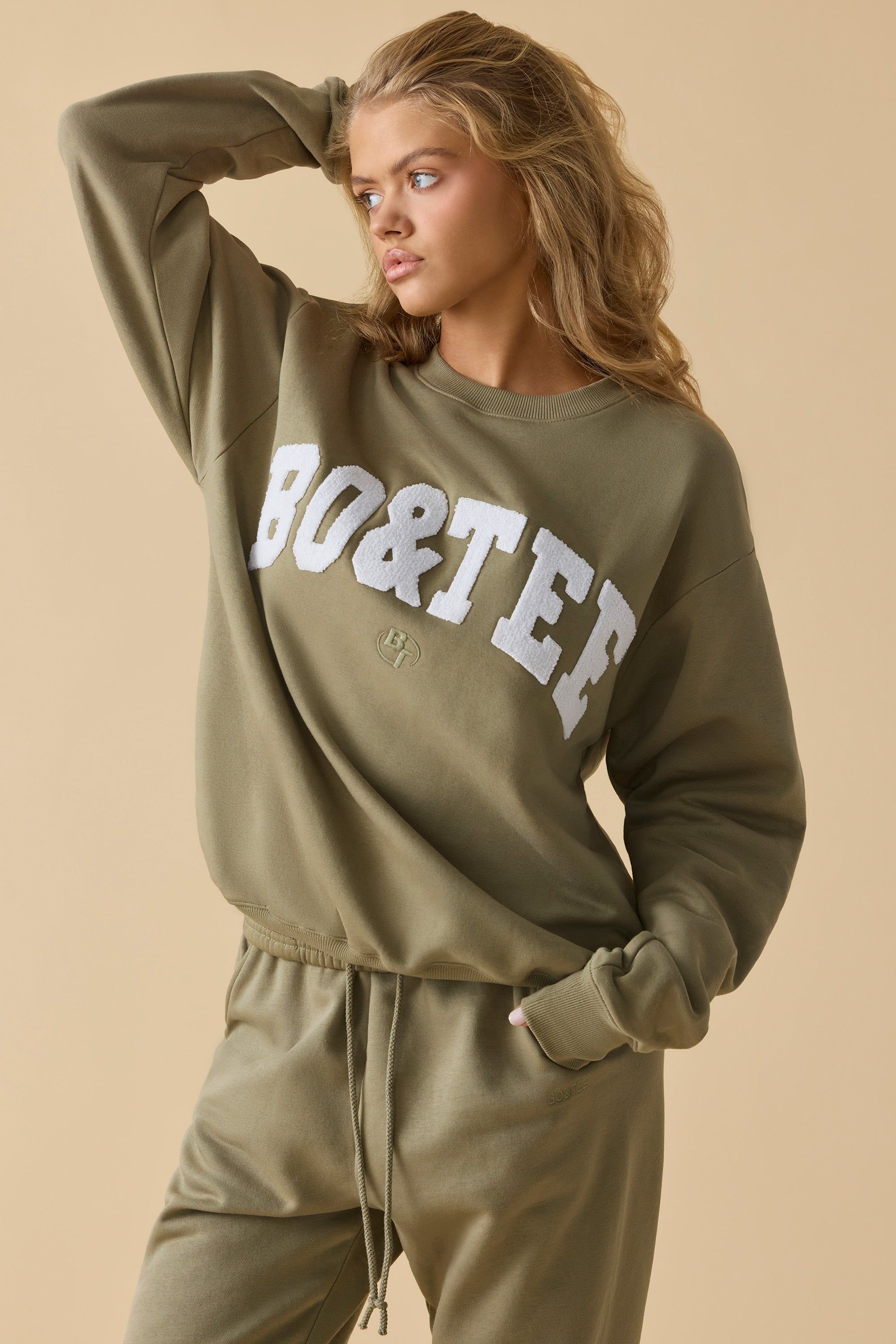 Self Care - Oversized Crew Neck Sweatshirt in Soft Olive sold by Bo + Tee product image thumbnail 10