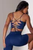 Ardour - Open Back Square Neck Sports Bra in Navy sold by Bo + Tee
