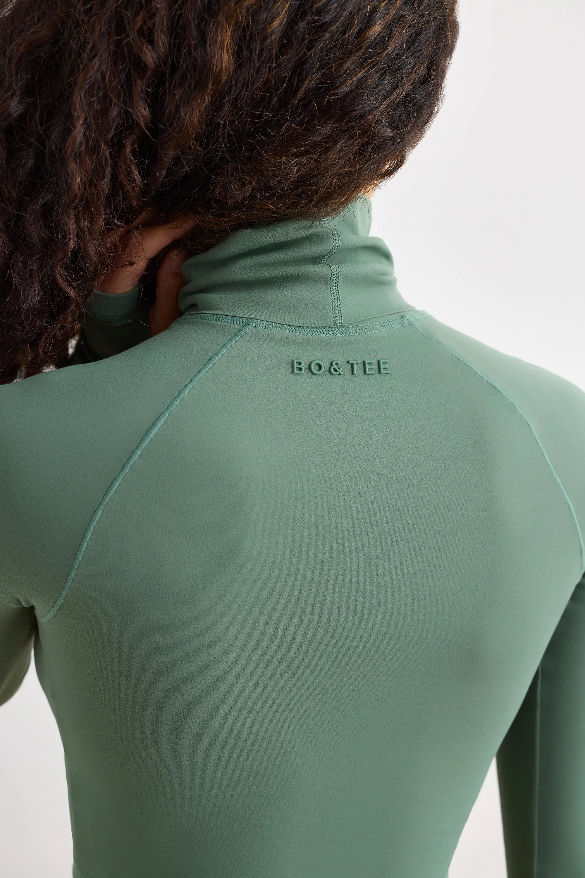 Soft Active Turtleneck Crop Top in Khaki sold by Bo + Tee product image thumbnail 4