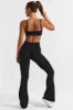 Match - Petite Cross Waistband Flare Pocket Leggings in Black sold by Bo + Tee