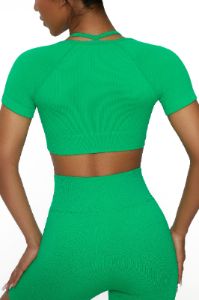 High Energy - Short Sleeve Crop Top in Green sold by Bo + Tee