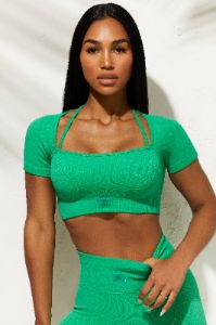 High Energy - Short Sleeve Crop Top in Green sold by Bo + Tee