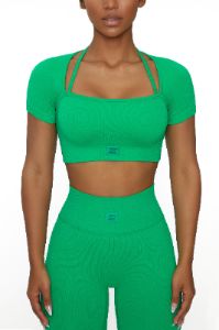 High Energy - Short Sleeve Crop Top in Green sold by Bo + Tee
