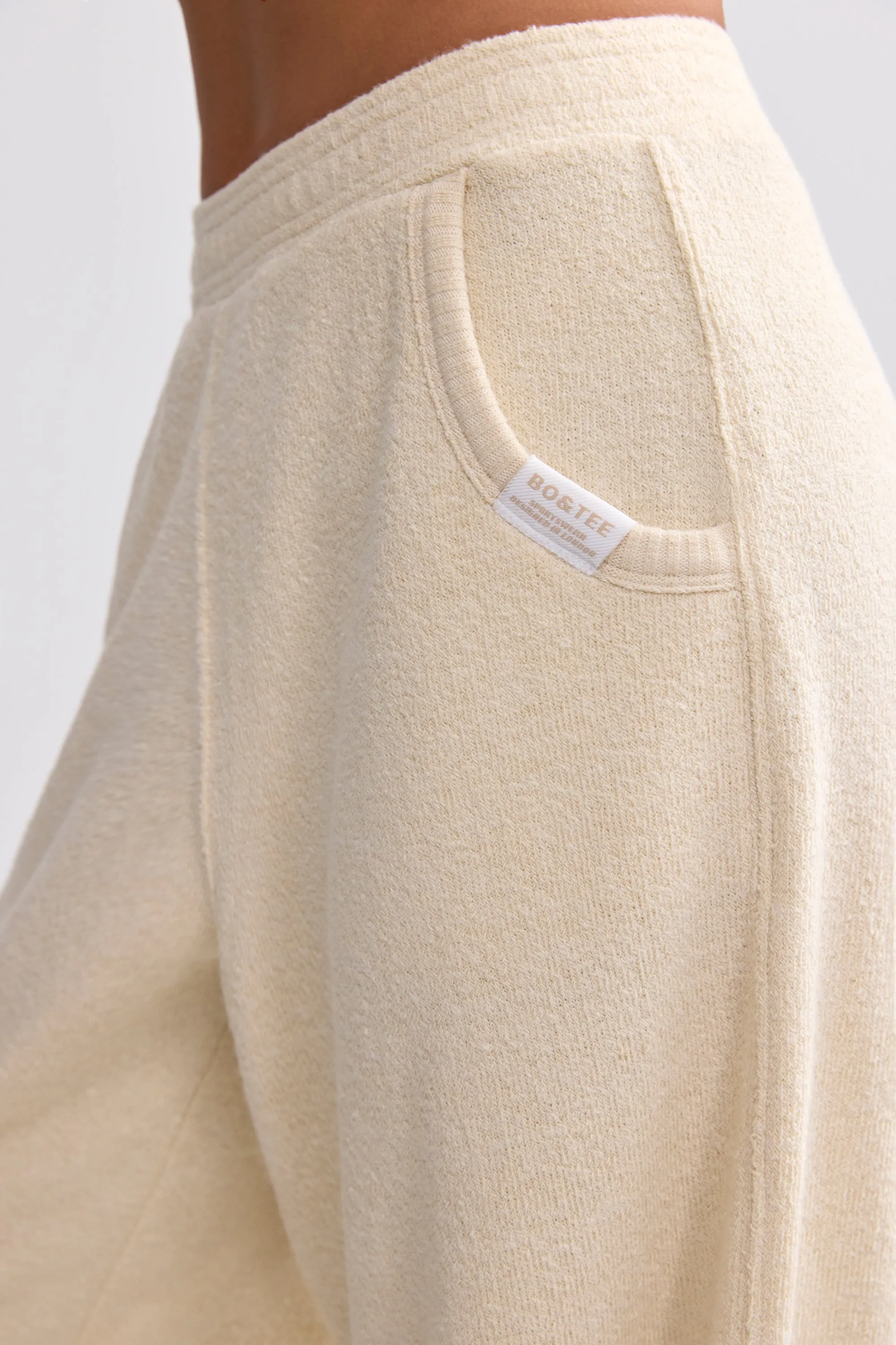 Terry Towelling Wide-Leg Joggers in Cream sold by Bo + Tee product image thumbnail 4