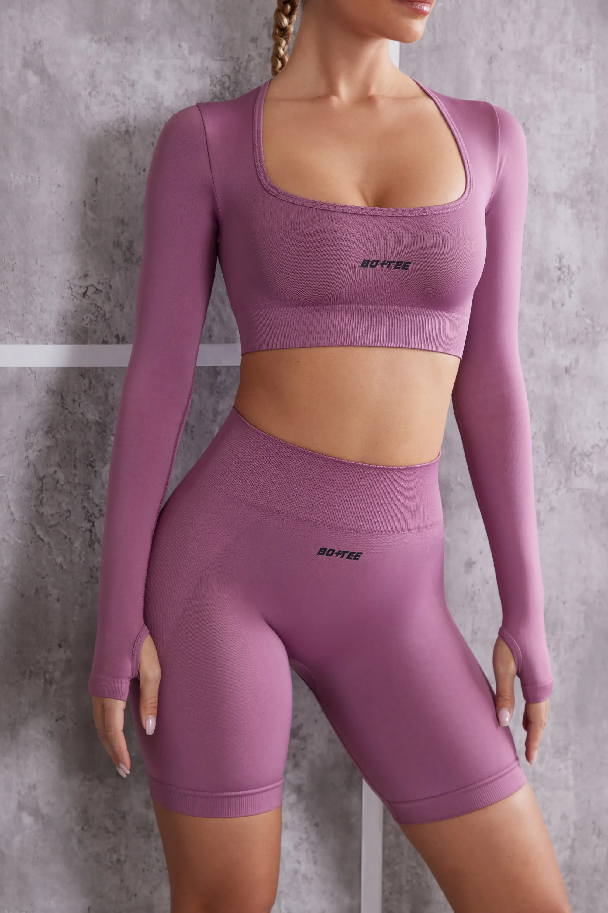 Instinct - Long Sleeve Crop Top in Mauve sold by Bo + Tee product image thumbnail 4