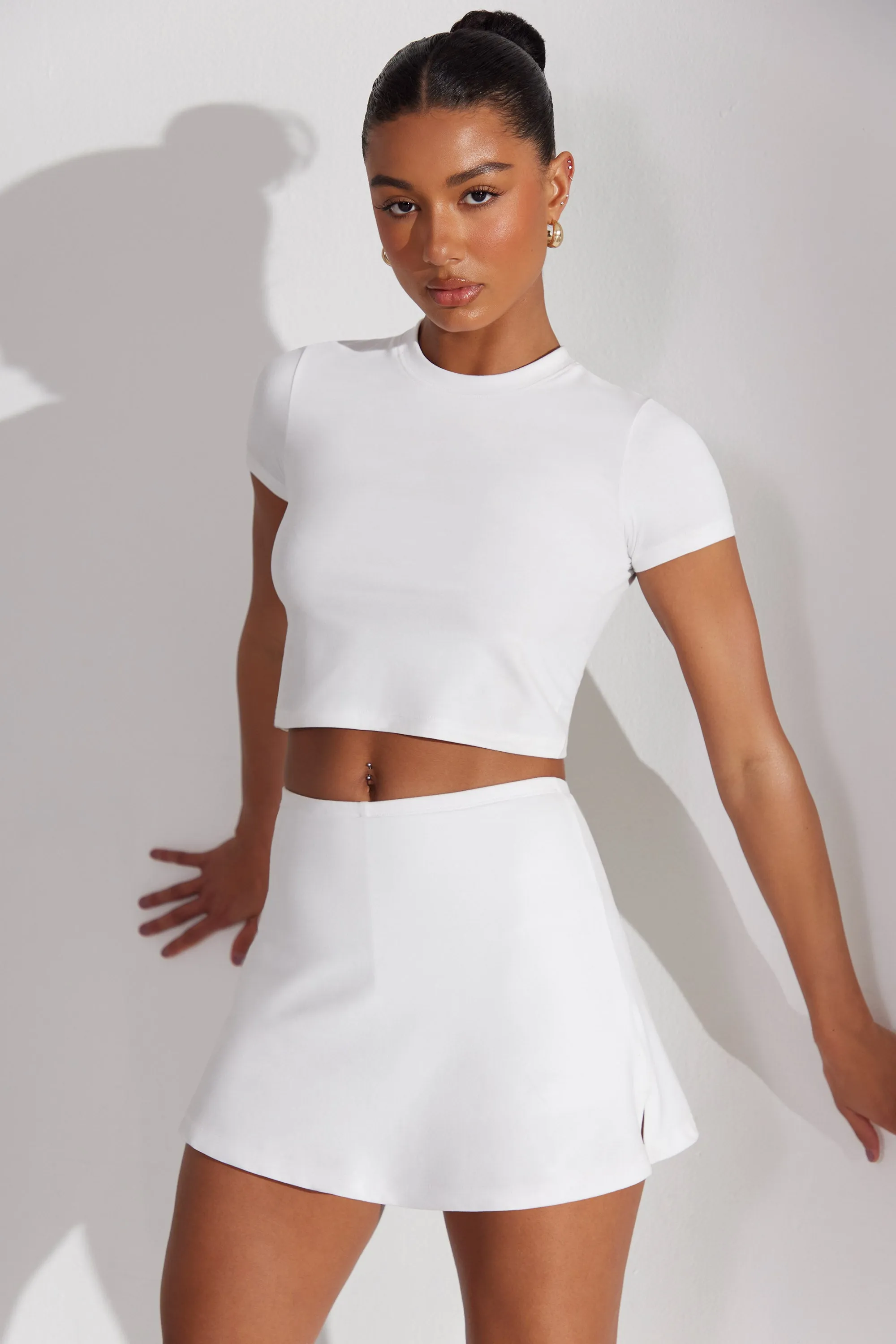 Foundation - A-Line Mini Skort in White sold by Bo + Tee product image thumbnail 2
