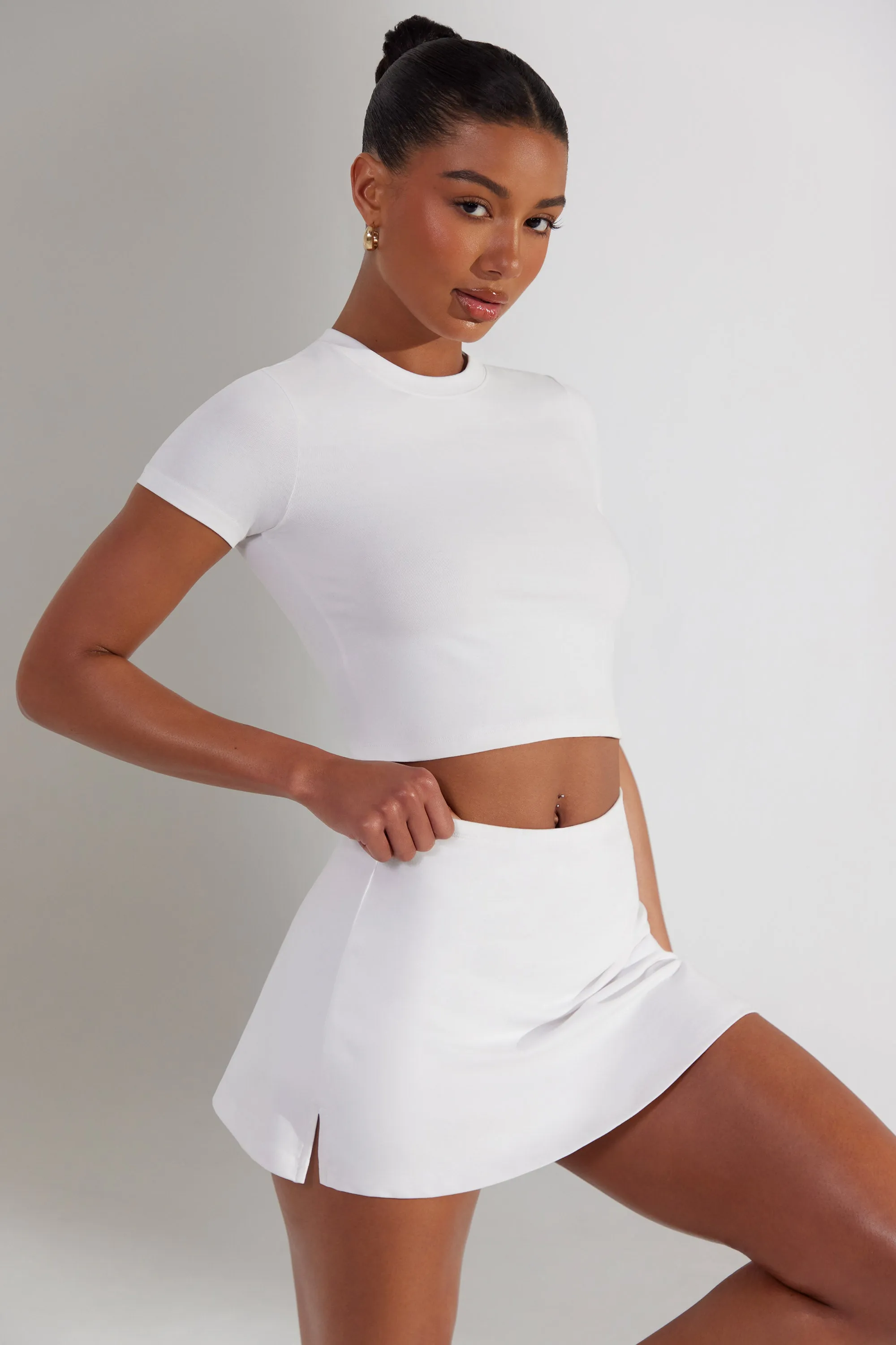 Foundation - A-Line Mini Skort in White sold by Bo + Tee product image thumbnail 5