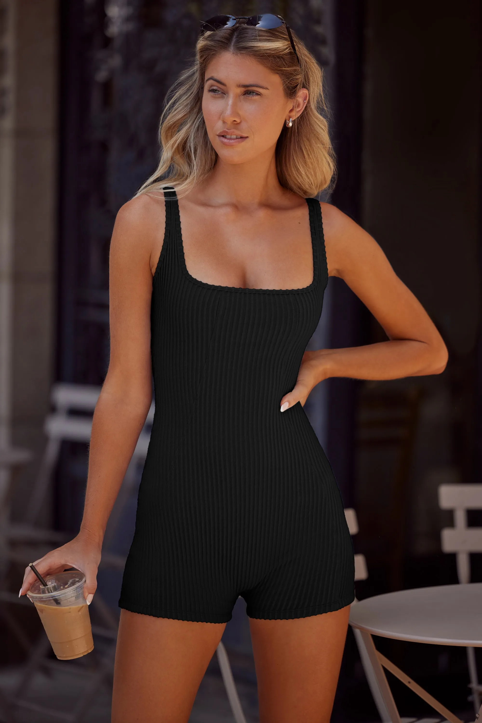 Serene - Soft Rib Backless Unitard in Black sold by Bo + Tee
