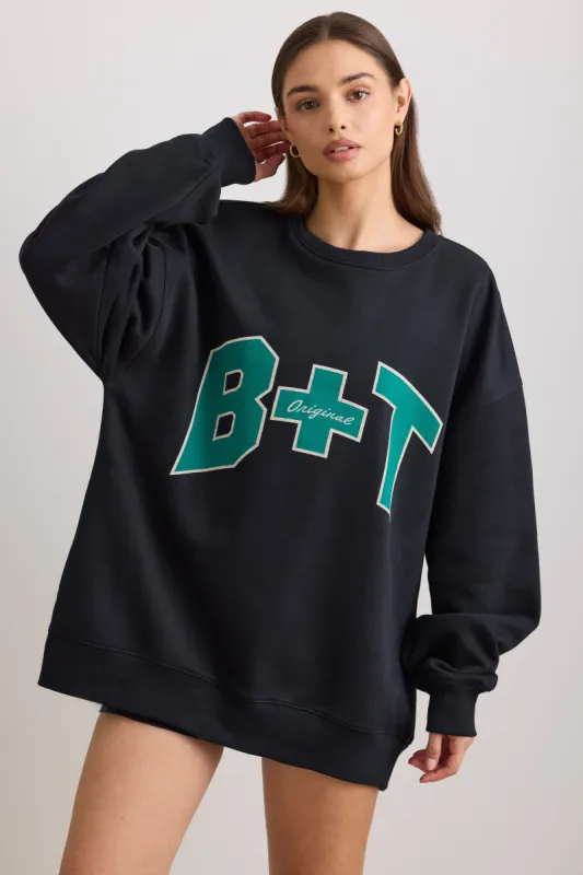 Classic - Oversized Crew Neck Sweatshirt in Black sold by Bo + Tee